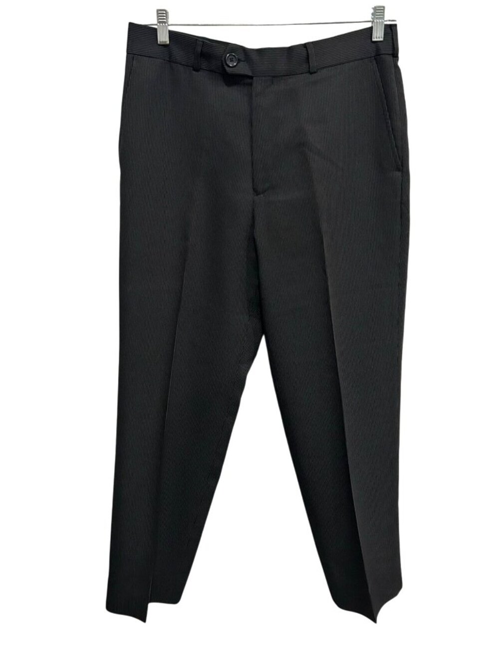 32 Mens Black Pinstripe Flat Front Straight Leg Dress Pants Dark Academia